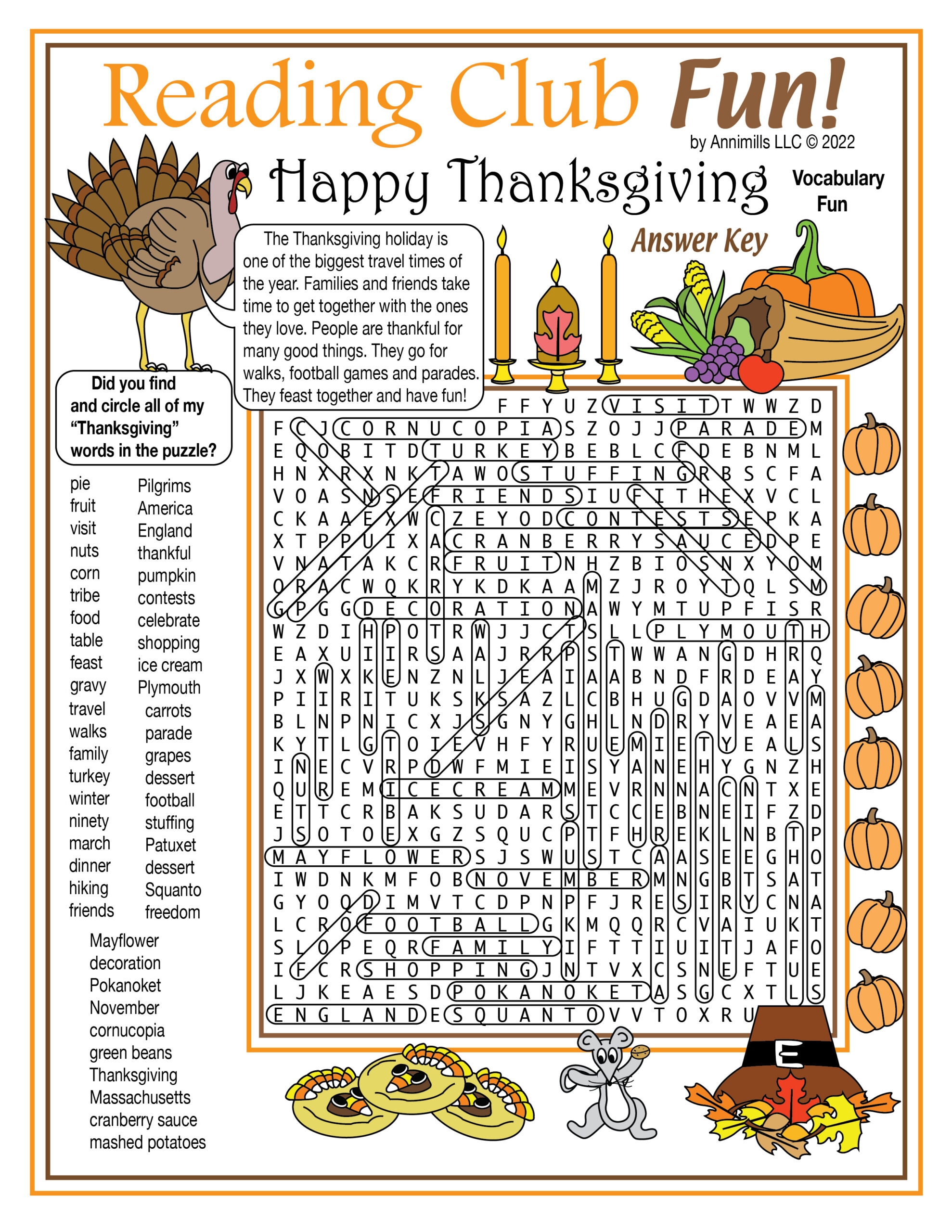Thanksgiving Word Puzzles Printable