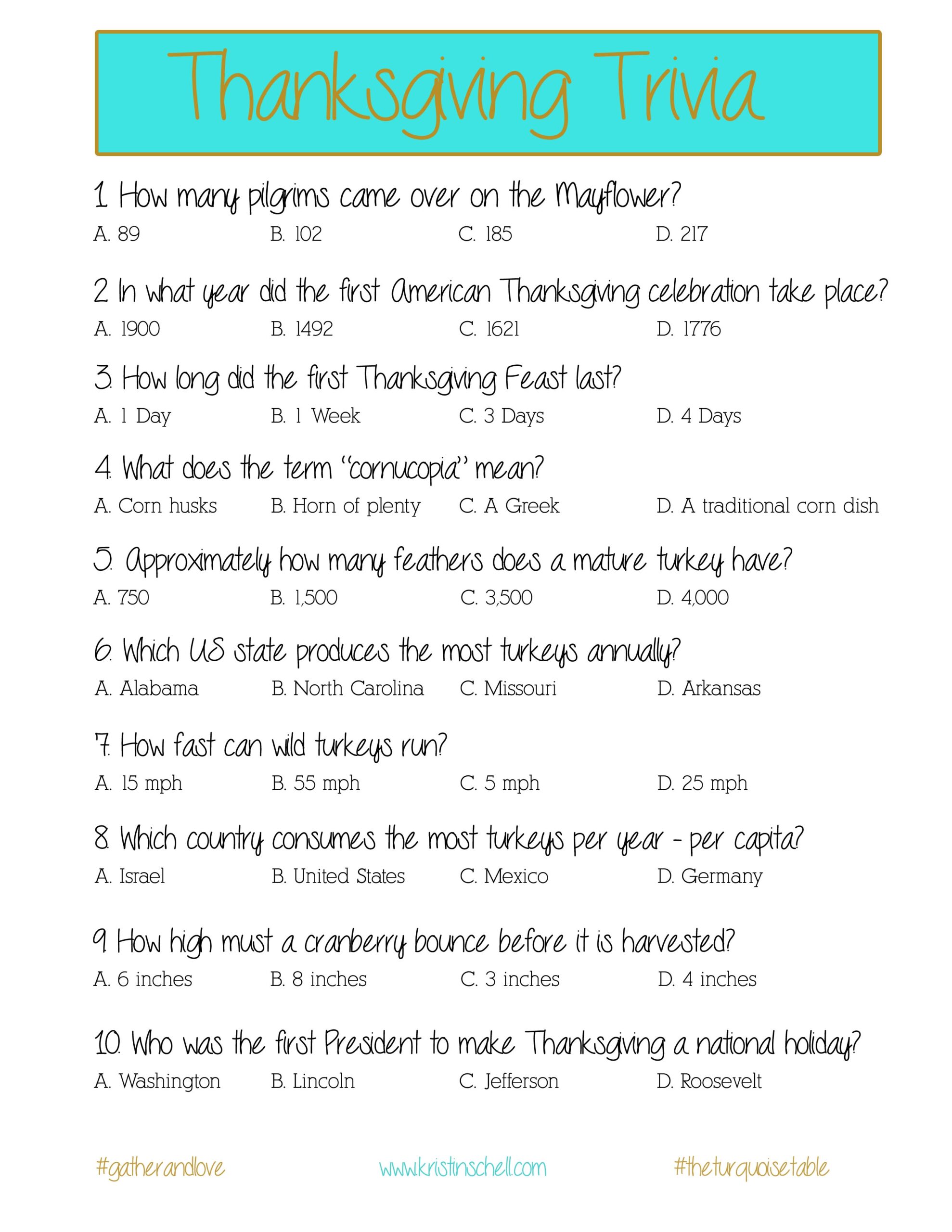 Trivia Worksheets Printable