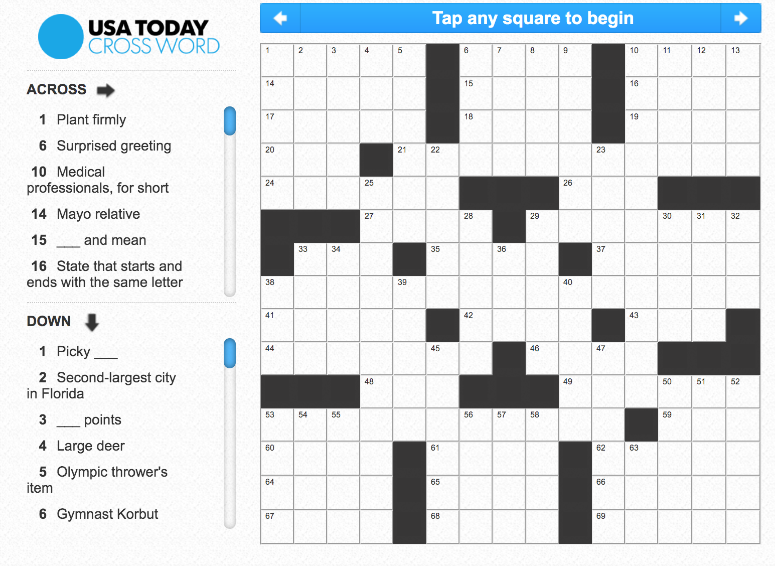 Printable Crossword Puzzles Usa Today