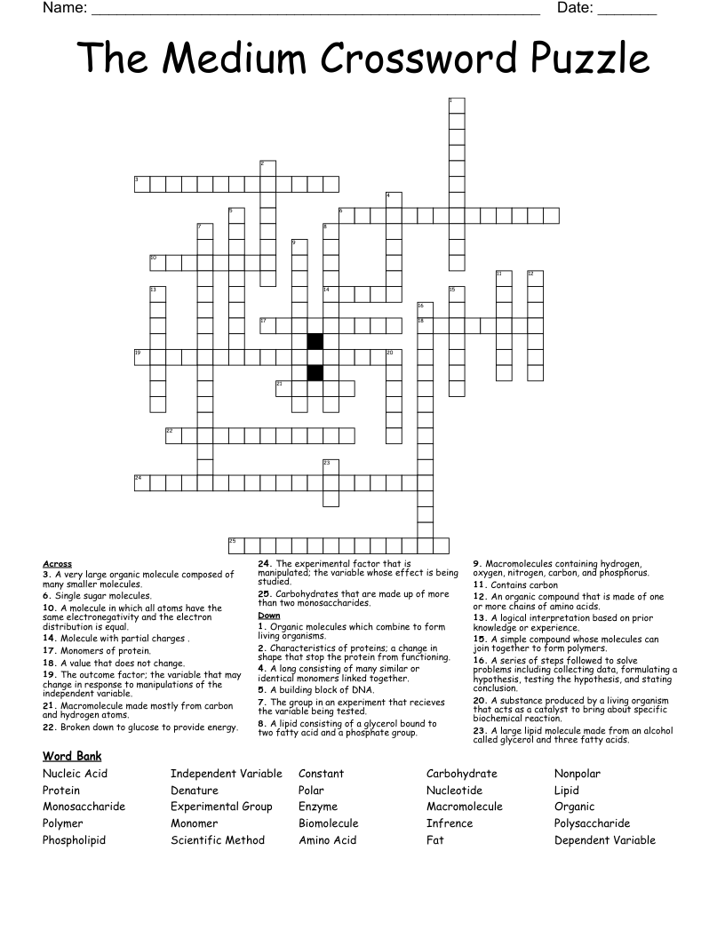 Crossword Puzzles Printable Medium