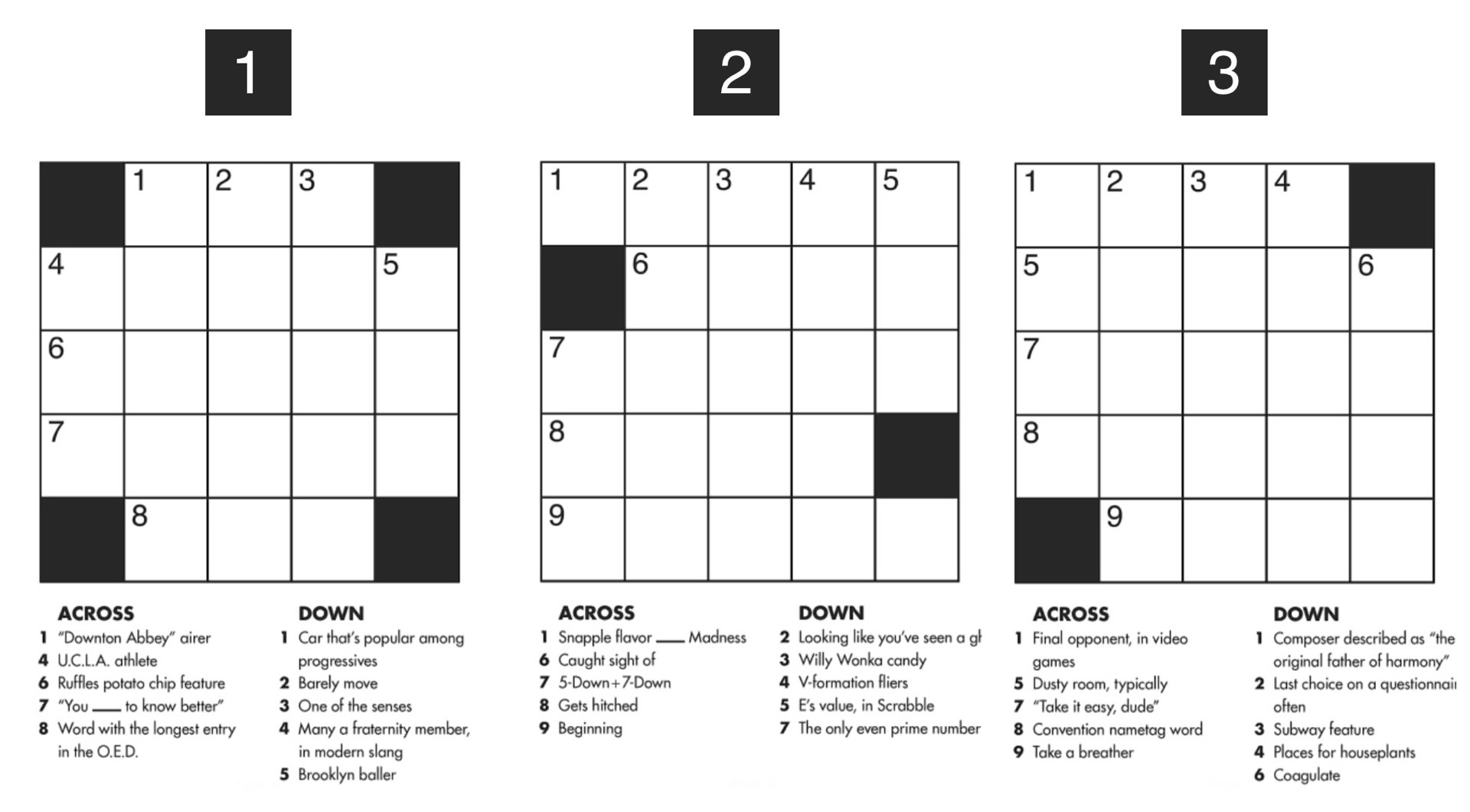 Mini Crossword Puzzles Printable