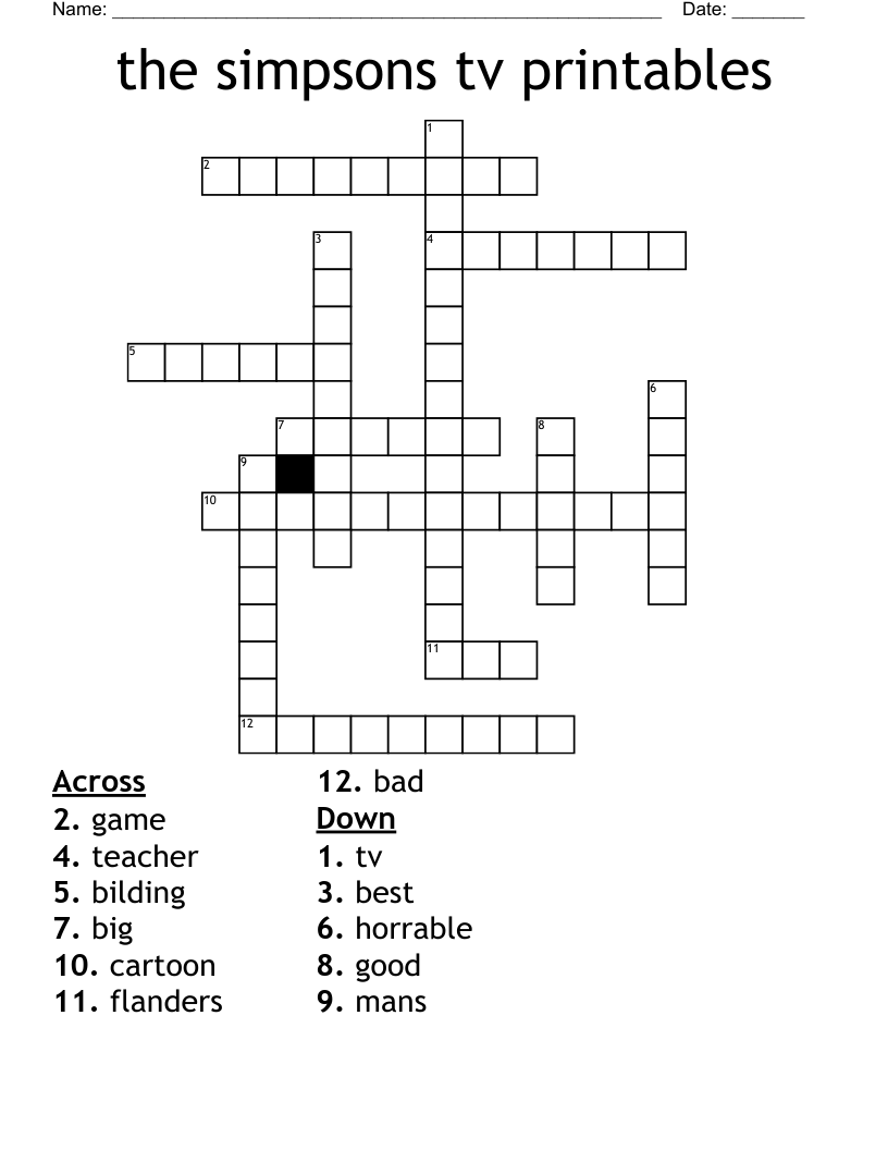 Free Printable Tv Crossword Puzzles