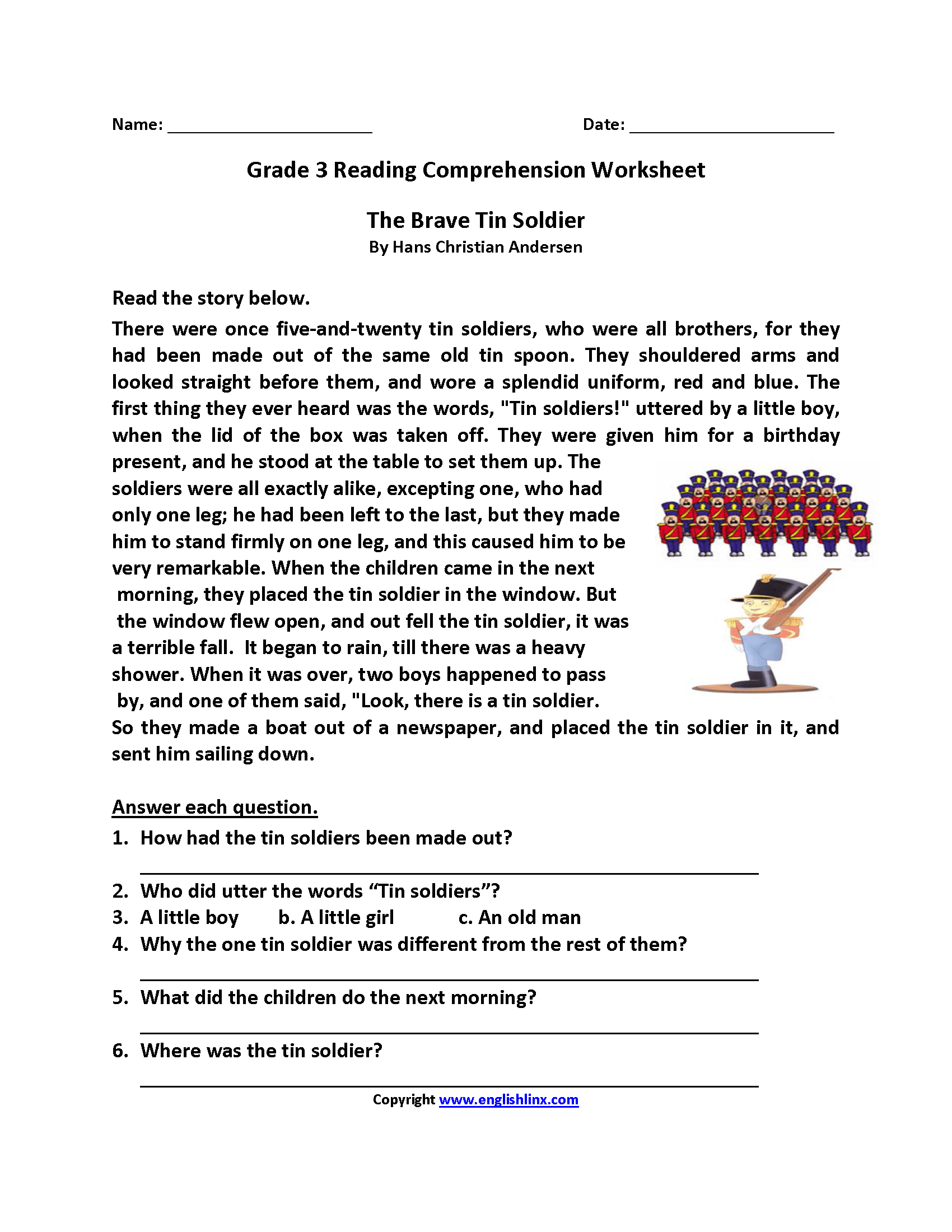 Printable Reading Worksheets For 3rd Grade