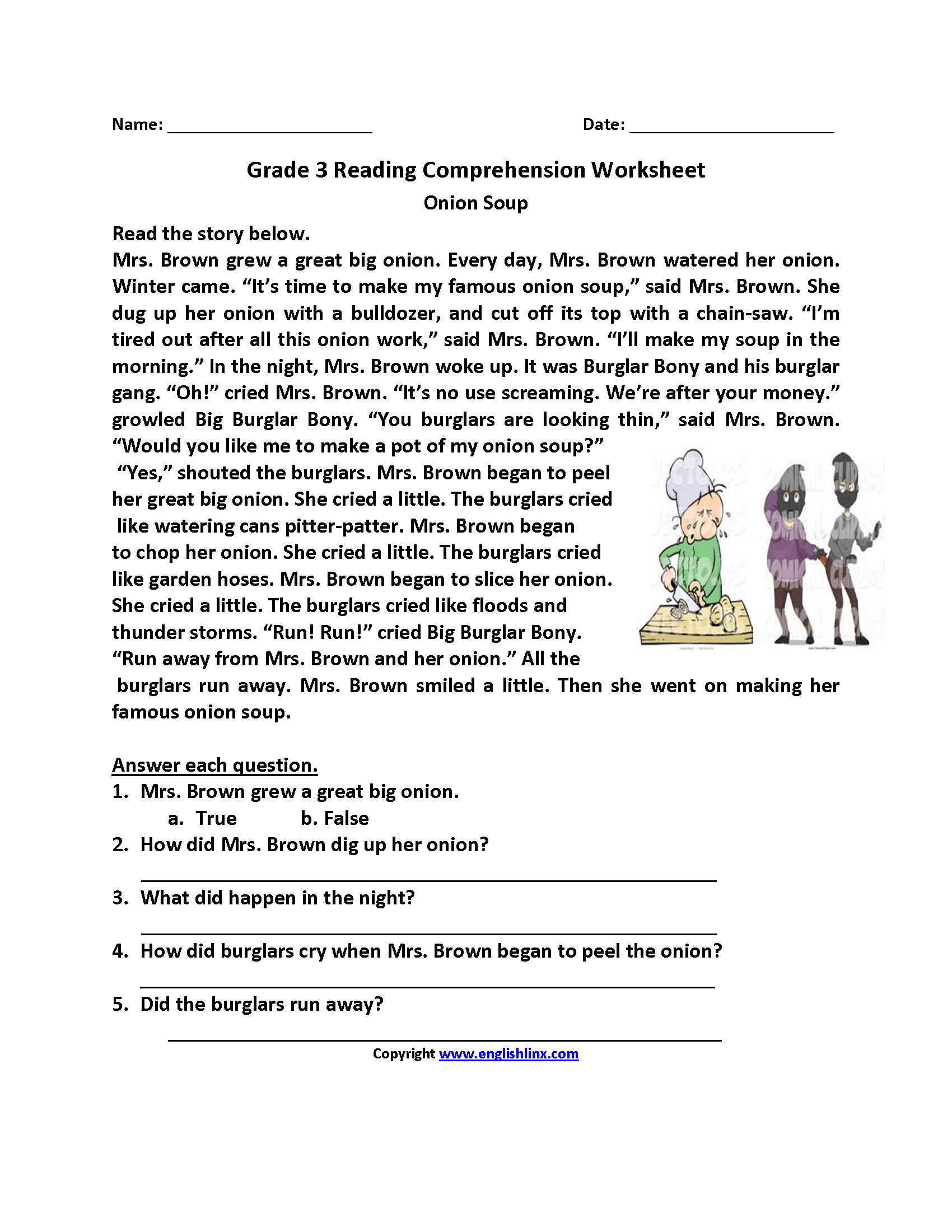 Free Printable Reading Comprehension Worksheets For 3rd Graders