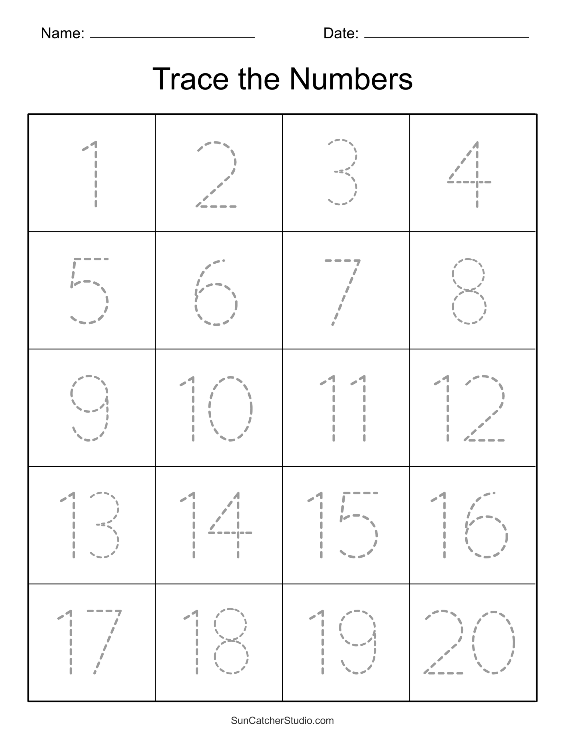 Tracing Numbers Free Printable Practice PDF Worksheets Free 