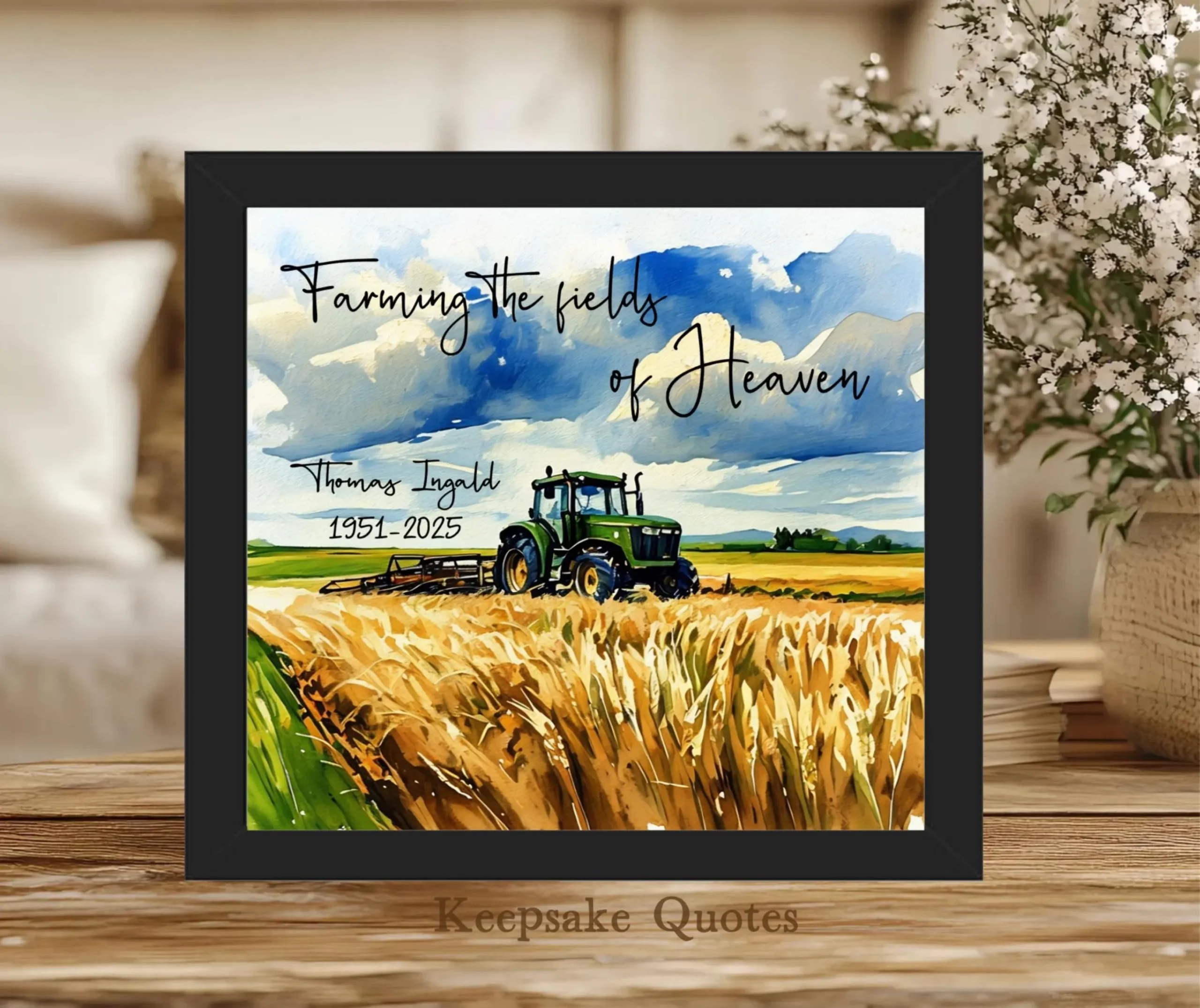 Headstone Template Printable with Tractor Design