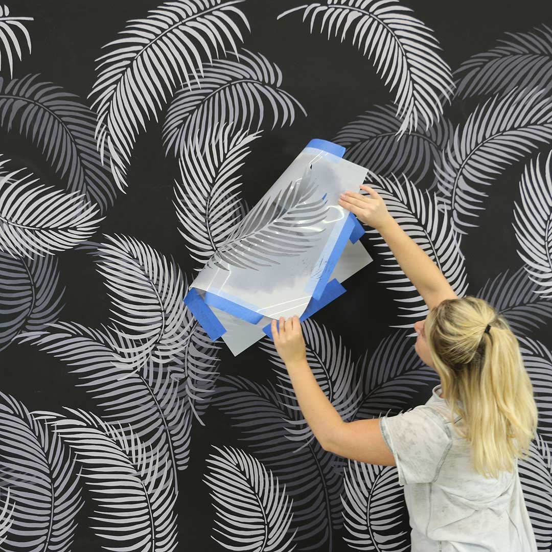 Tropical Wall Stencil Designs Palm Leaf Stencils For Walls
