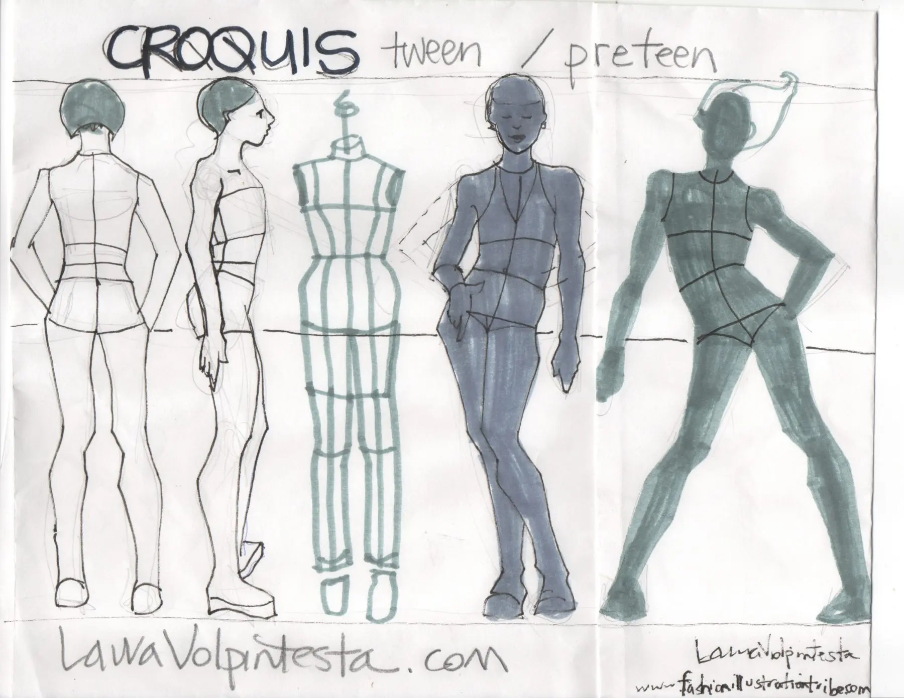 Tween And Pre teen Fashion Croquis Templates Fashion Illustration Tribe