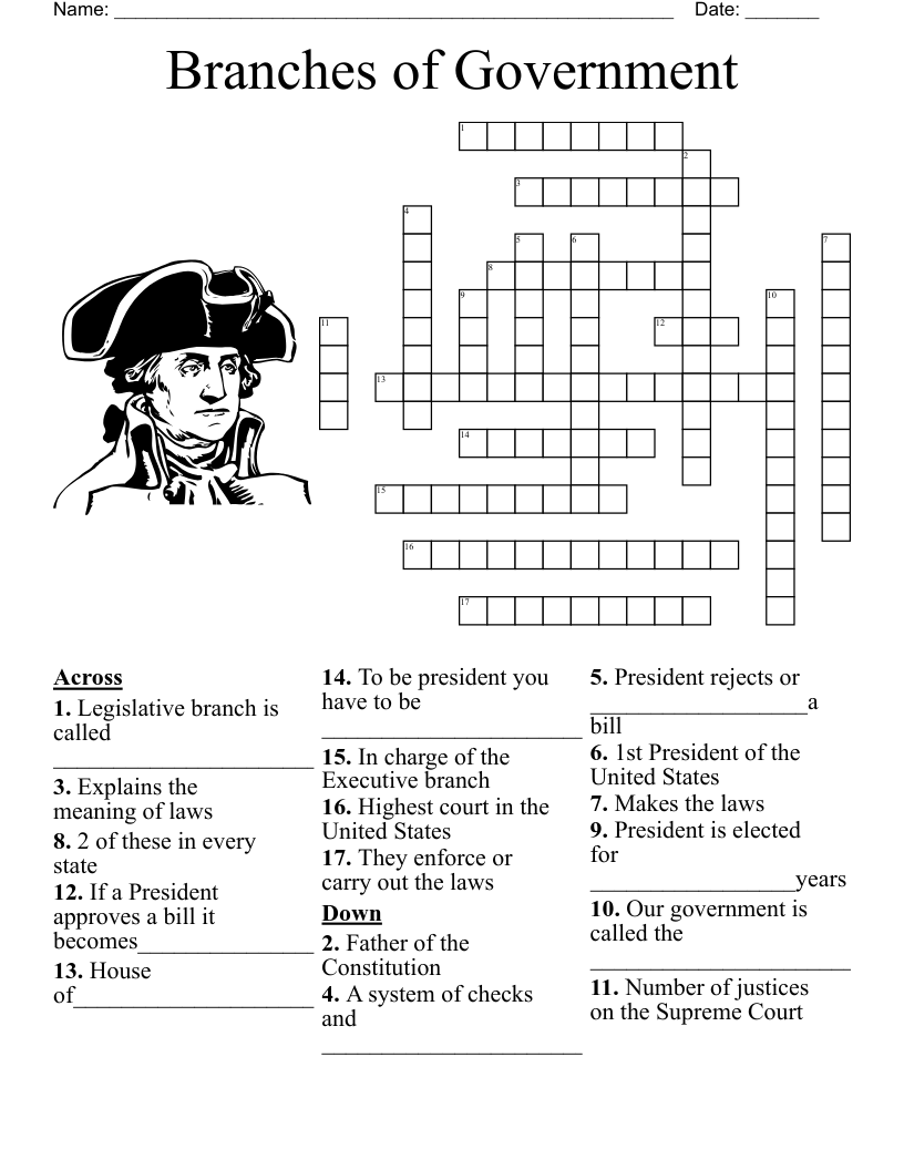 Constitution 3rd Grade Crossword Puzzles Printable