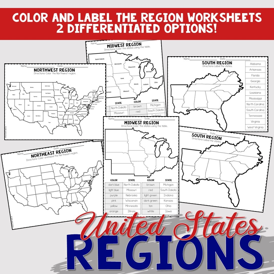 Free Printable U.S. Regions Worksheets