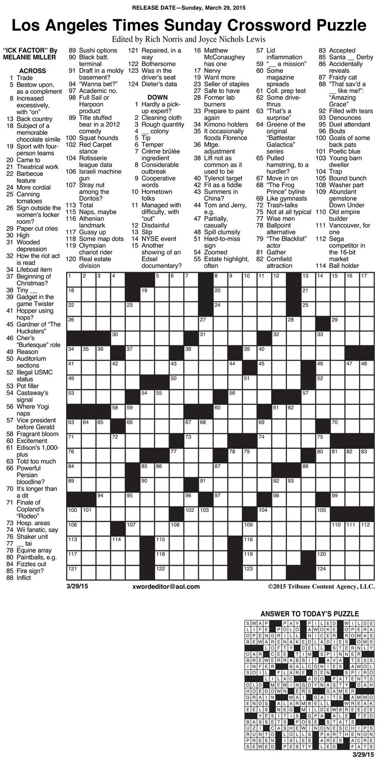 Current Printable Crossword Puzzles