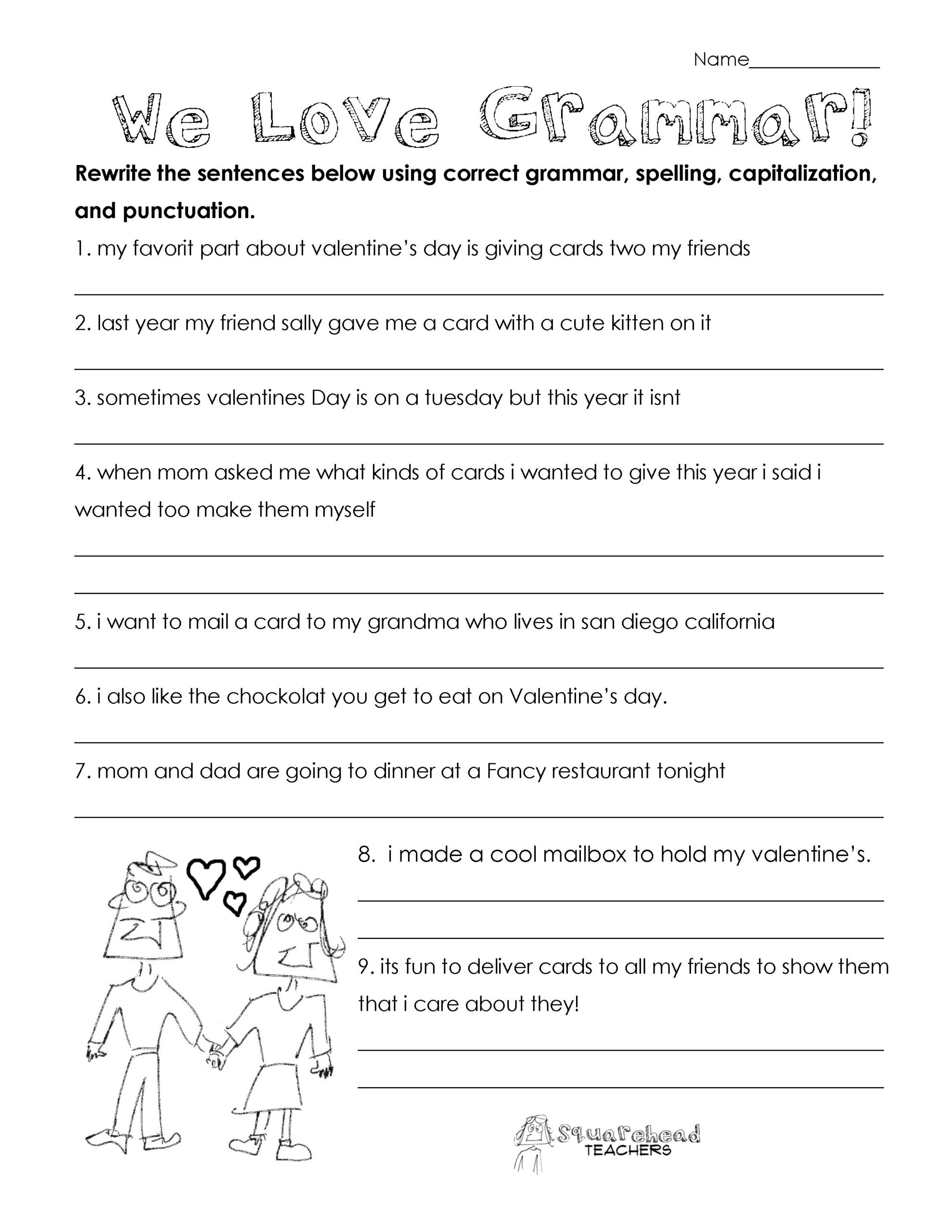 Free Printable Grammar Worksheets