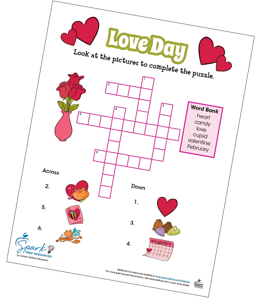 Free Valentine Crossword Puzzles Printable