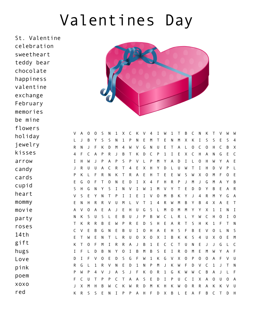 Printable Valentine Word Search Puzzles