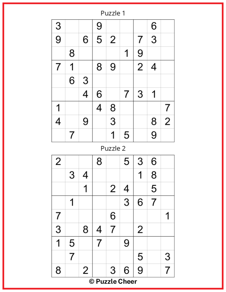 Beginner Sudoku Puzzles Printable