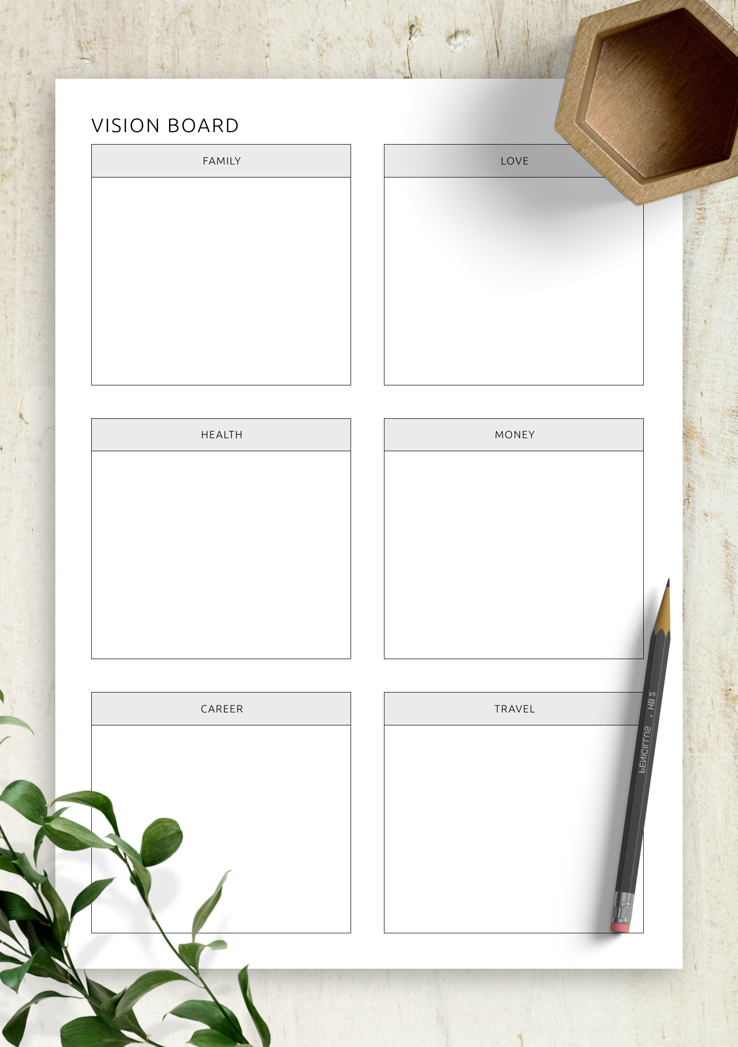 Vision Board Template Inspiring amp Customizable PDF Layout