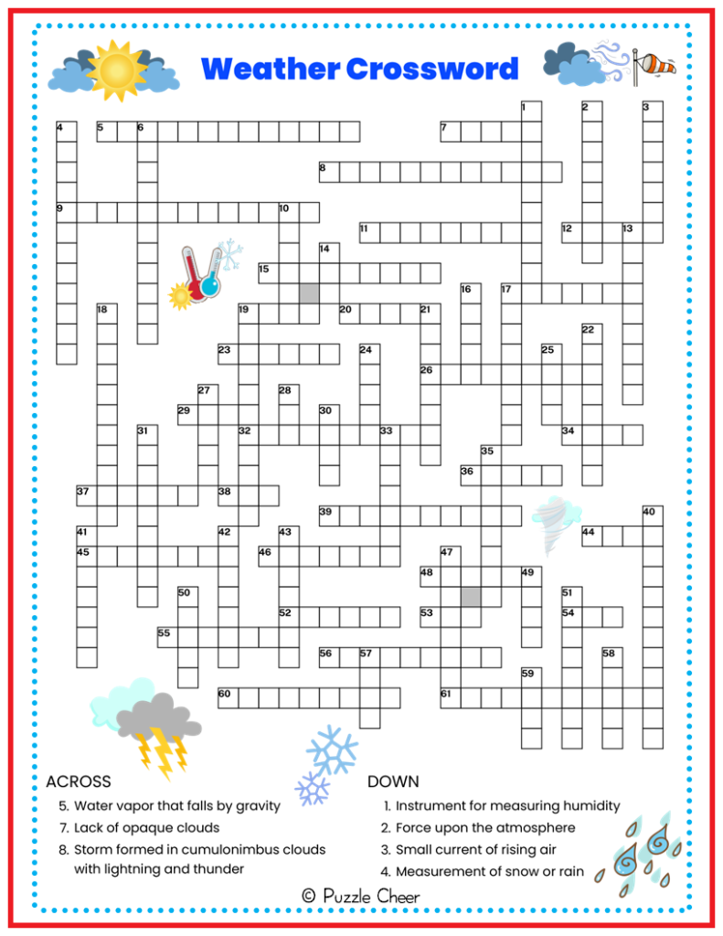 Weather Crossword Puzzle Puzzle Cheer