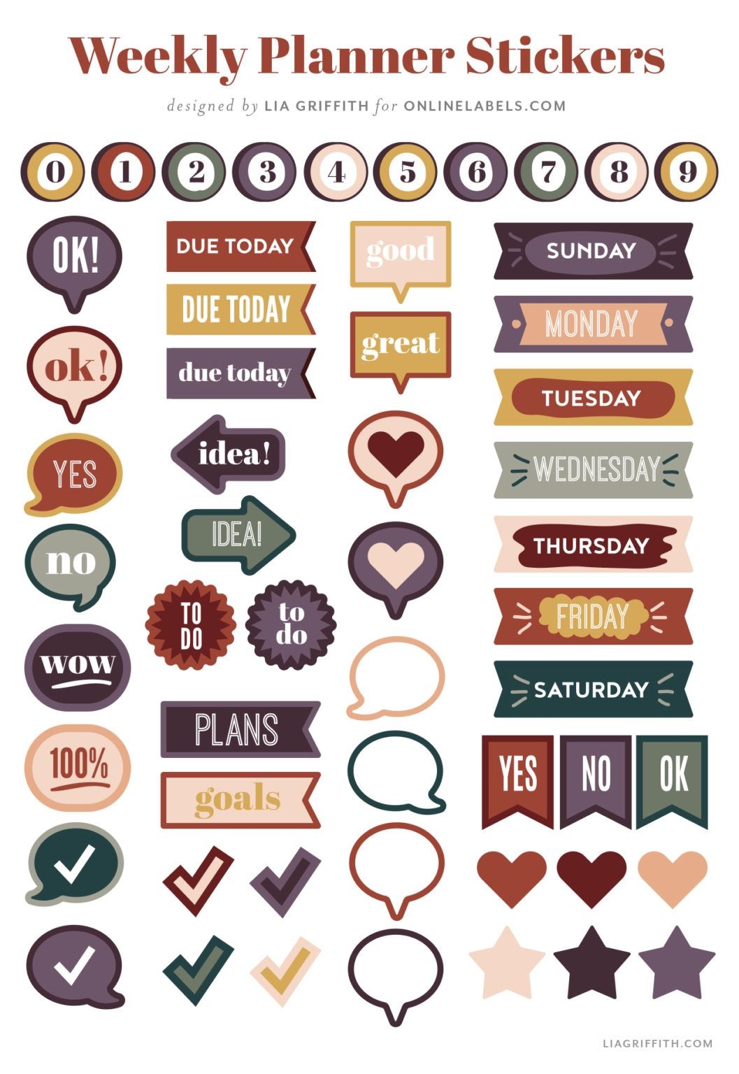 Weekly Planner Printable Sticker Sheet
