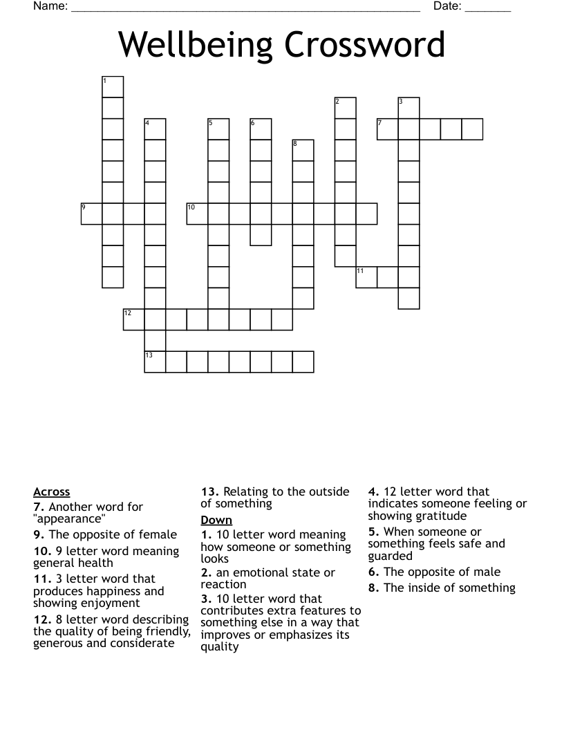 Crossword Puzzles About Being Friendly Printable