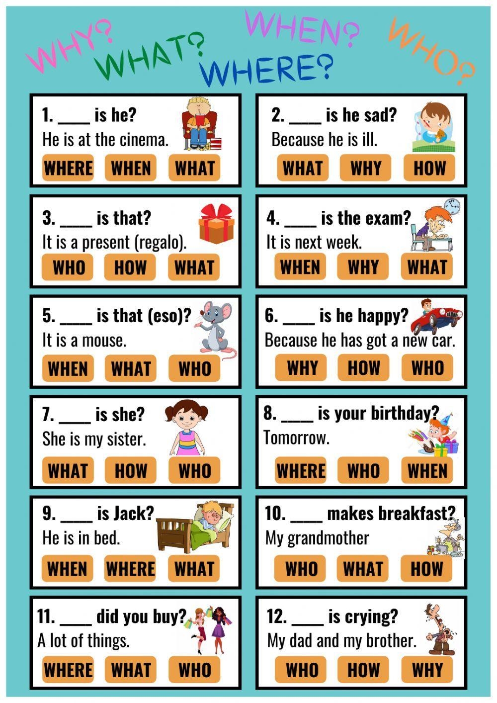 Free Printable Wh Questions Worksheets