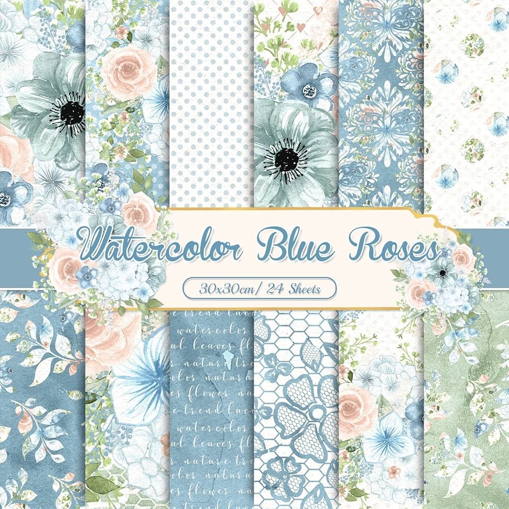 Whaline 24 Pieces Blue Floral Pattern Paper 30 X 30 Cm Watercolor Flower Double Sided Scrapbook Paper Blue Craft Paper For DIY Decorative Background Card Making Photo Album Junk Journal Amazon de 