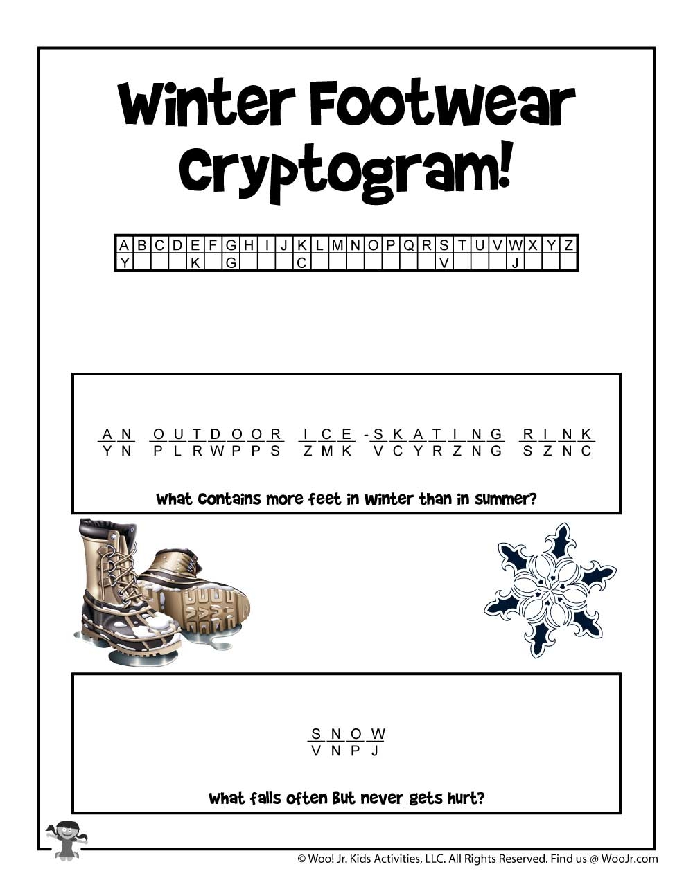 Winter Cryptogram Word Puzzles Woo Jr Kids Activities 