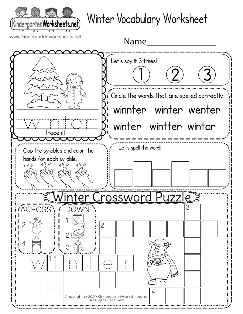 Winter Vocabulary Worksheet Free Printable Digital amp PDF