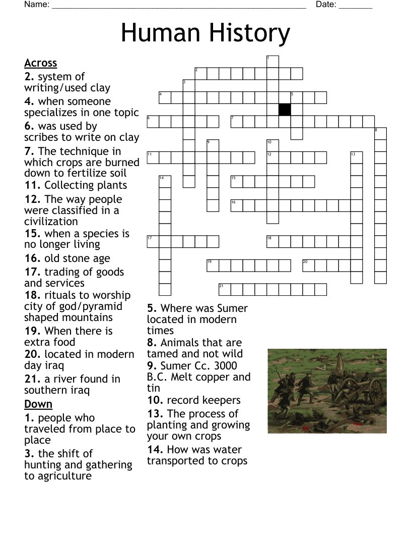 Printable Crossword Puzzles About History