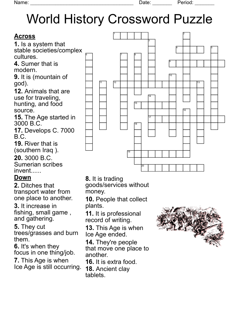 Crossword Puzzles Printable 6th Grade History